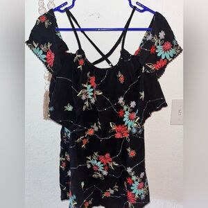 Romeo & Juliet -Black Ruffled Sleeveless Dress with Embellished Details